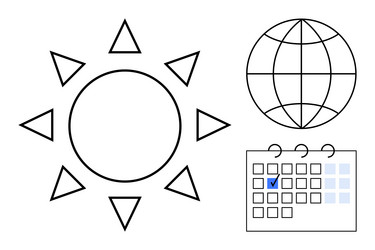 sun global access and calendar with date vector image