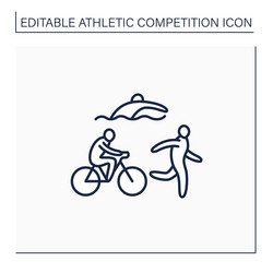 triathlon line icon vector