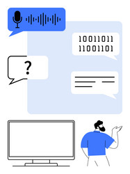 voice recognition and data analysis concept vector image