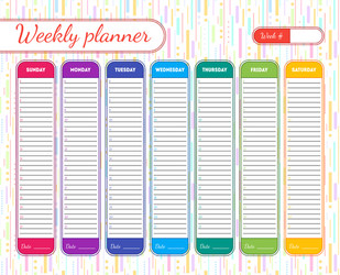 Kids weekly planner with cute monster cartoon Vector Image