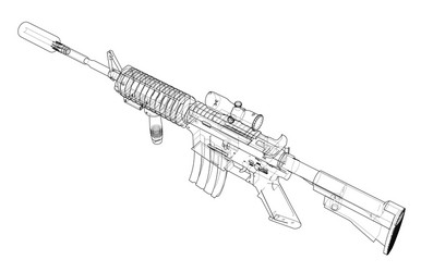 machine gun rendering of 3d vector image