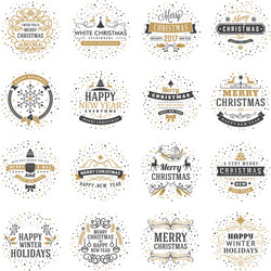Merry Christmas & New Year Badges Vector Image