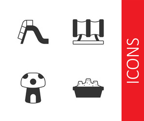 set sandbox with sand slide playground mushroom vector image