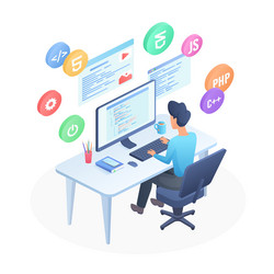 software engineer developer coding computer vector image