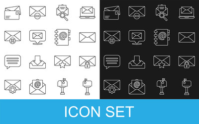 set line mail box message lock password envelope vector image