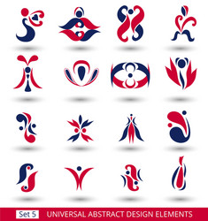 set of different abstract flat red elements vector image