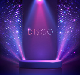 disco party showcase background with 3d podium vector image
