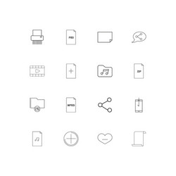 files and folders sign linear thin icons set vector image
