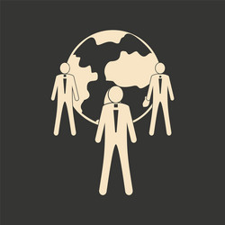 Flat in black white earth and people vector