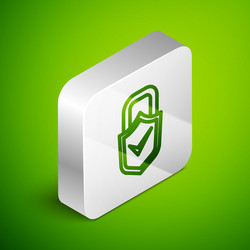 isometric line open padlock and check mark icon vector image