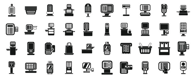 self service checkout icons set simple vector image