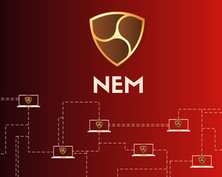 cryptocurrency nem blockchain network on red vector image