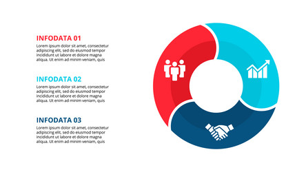 Flat circle element for infographic with 3 vector