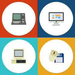 flat icon laptop set of computer mouse display vector image