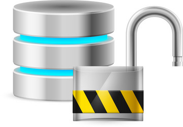 open padlock - and database computer security vector image