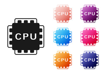 black computer processor with microcircuits cpu vector image