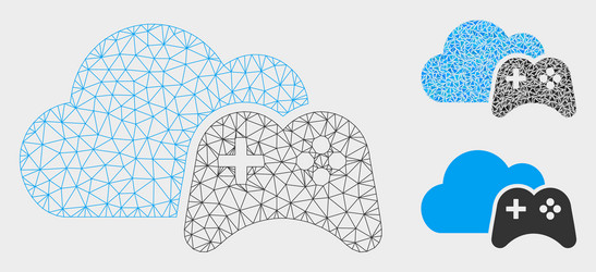 cloud game controller mesh wire frame model vector image