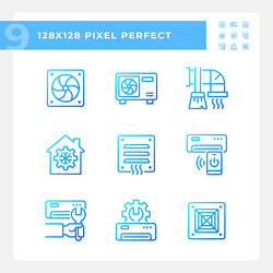 Heating and cooling gradient linear icons set vector