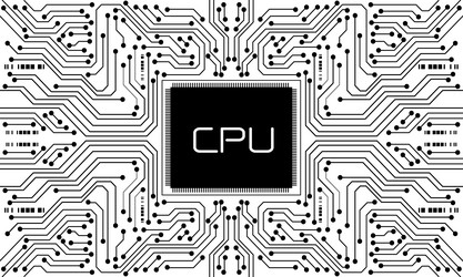 technology black white circuit microprocessor vector image