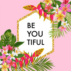 Tropical Summer Floral Frame Vector Image