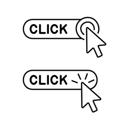set of click here button with cursor icon vector image