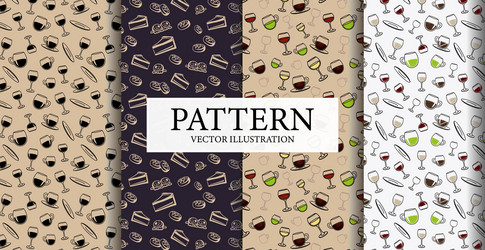 assembly seamless patterns different food from vector image