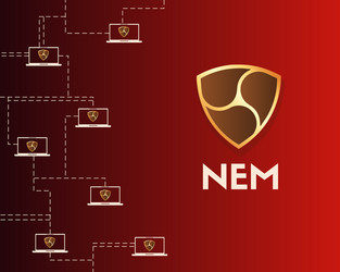 cryptocurrency nem blockchain network on red vector image