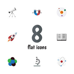 Flat icon knowledge set of lecture scope orbit vector