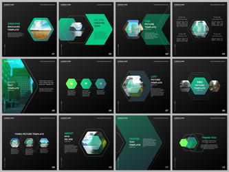 minimal brochure templates with colorful hexagonal vector