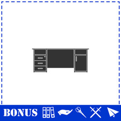 Office desk icon flat vector