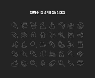 set line icons sweets vector