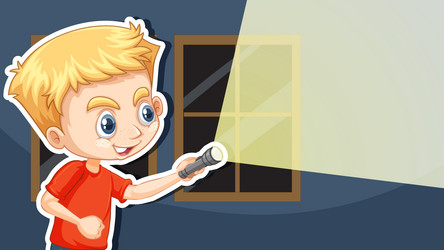 thumbnail design with a boy using flashlight vector