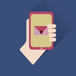 flat web icon with long shadow phone in hand vector image
