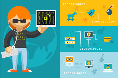 computer hacker and accessories icons vector