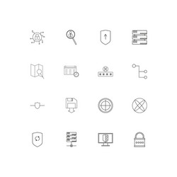 Internet security linear thin icons set outlined vector