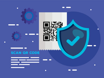 scan qr code in voucher paper with shield vector image
