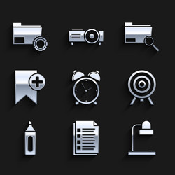 set alarm clock file document table lamp target vector image