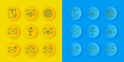 set line envelope mail box message lock password vector image