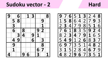 sudoku game with answers simple design set vector image