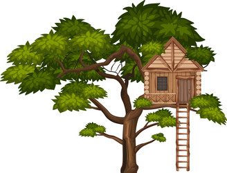 Treehouse in a Large Tree vector image