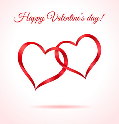 Two red hearts valentines card or background vector