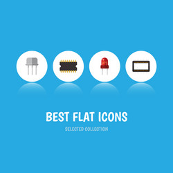 Flat icon device set of resist microprocessor vector