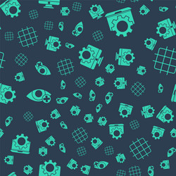 set computer monitor and gear laptop vector image