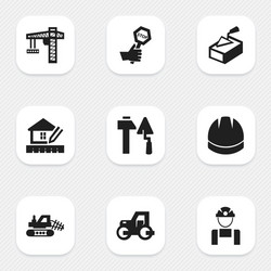 Set of 9 editable building icons includes symbols vector