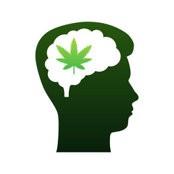 Cartoon green human brain cannabis vector