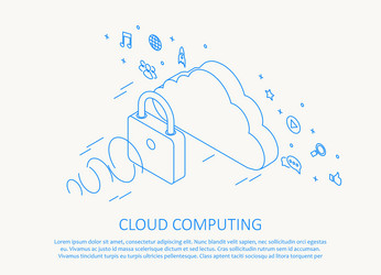 Cloud computing isometric thin line design vector