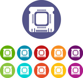 component microchip icons set color vector image