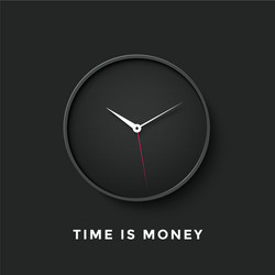 icon of black clock face with shadow and message vector