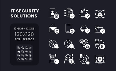 It security solutions white solid desktop icons vector