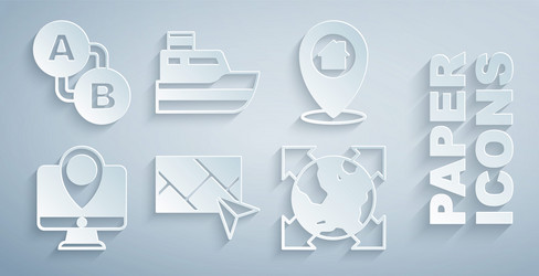 set city map navigation location with house vector image